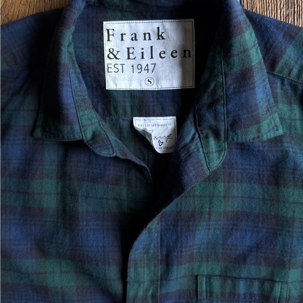 Frank & Eileen Barry Black Watch Plaid Flannel Shirt Size S - Picture 2 of 3